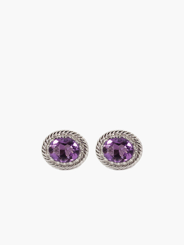 Amethyst Stud Earrings by Vintouch Jewels, handmade from 925 sterling silver.