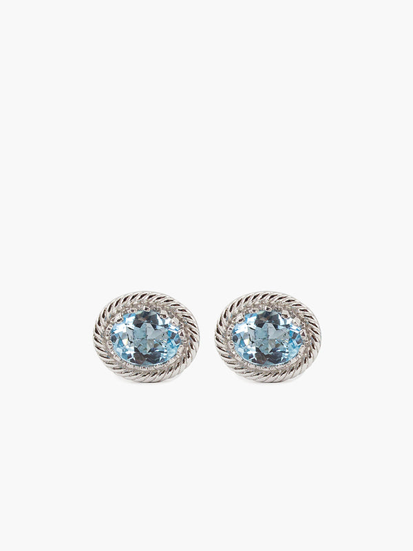 Sky Blue Topaz Stud Earrings by Vintouch Jewels, handmade from sterling silver.
