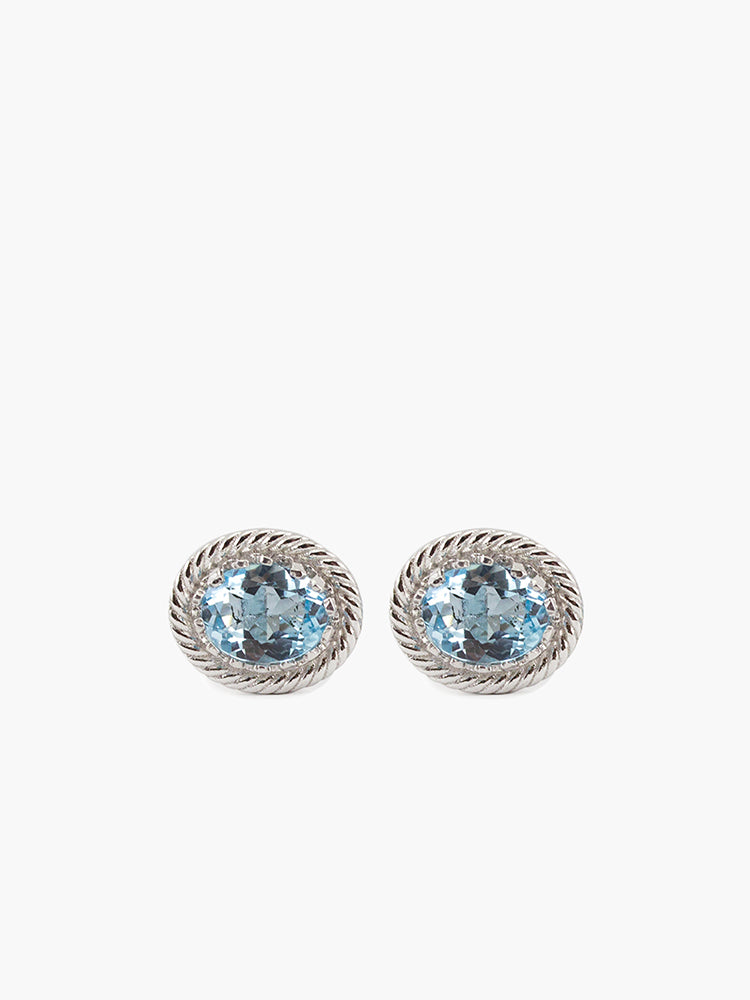 Sky Blue Topaz Stud Earrings by Vintouch Jewels, handmade from sterling silver.