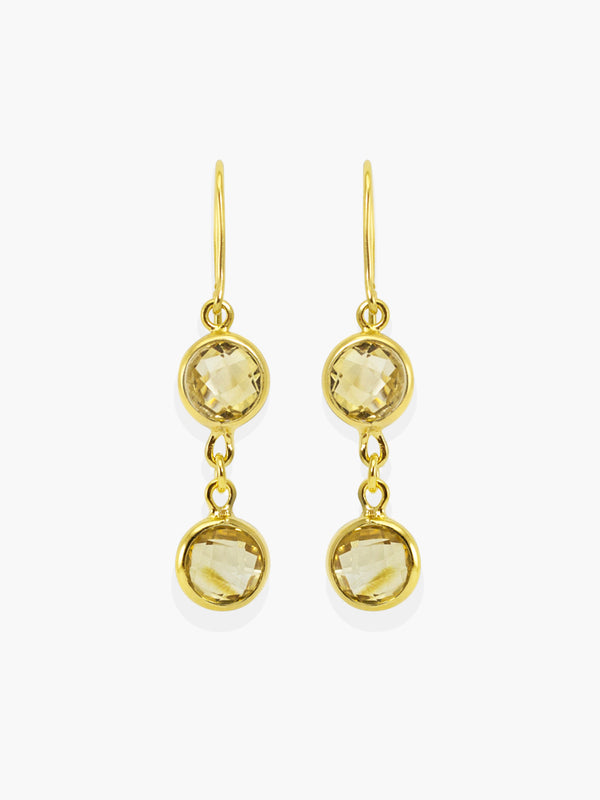 Capri Citrine Earrings handmade by Vintouch Jewels, available either in 18k gold plated silver or 14k gold. 