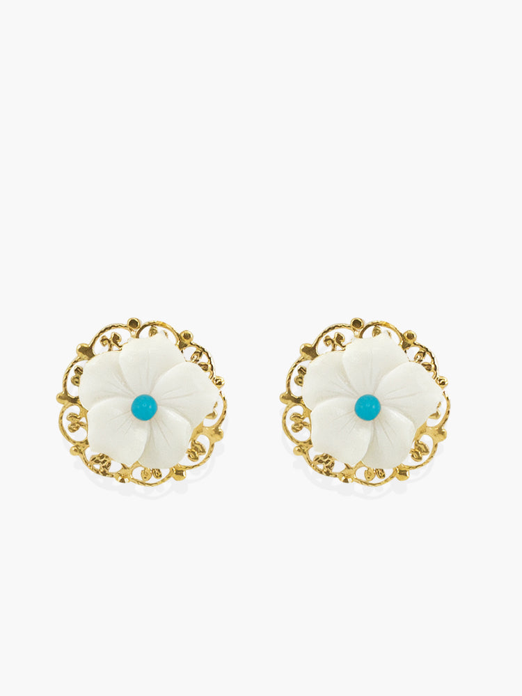 Vintouch Petals Turquoise Stud Earrings