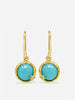 Amazonite drop earrings gold plated silver handmade Italian jewelry round amazonite gemstone earrings with diamond detail