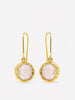 Handcrafted rose quartz drop earrings in gold plated sterling silver with softly faceted pink stones and refined diamond accents