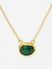 Malachite pendant necklace gold plated silver handmade Italian jewelry oval malachite gemstone with diamond accent