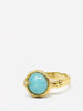 Amazonite ring gold plated silver handmade Italian jewelry round amazonite cabochon gemstone with diamond accent