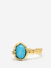 Turquoise ring gold plated silver handmade Italian jewelry oval turquoise cabochon gemstone with diamond accent