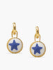 Hoop earrings featuring hand-carved porcelain cameos showcasing a starfish. 