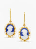Blue Cameo Earrings with Pearls 18k Gold Vermeil Something Blue Bridgerton Jewelry