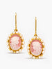 Pink Cameo Earrings with Pearls 18k Gold Vermeil Handmade Italian Jewelry