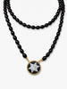 Black onyx necklace with black and white Art Deco star cameo in 18k gold-plated silver by Vintouch