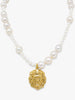 Irregular pearl necklace with Medusa medallion in 18k gold-plated sterling silver, handcrafted in Italy by Vintouch