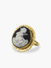 Gold-plated silver ring with white porcelain cherub cameo, handmade in Italy by Vintouch