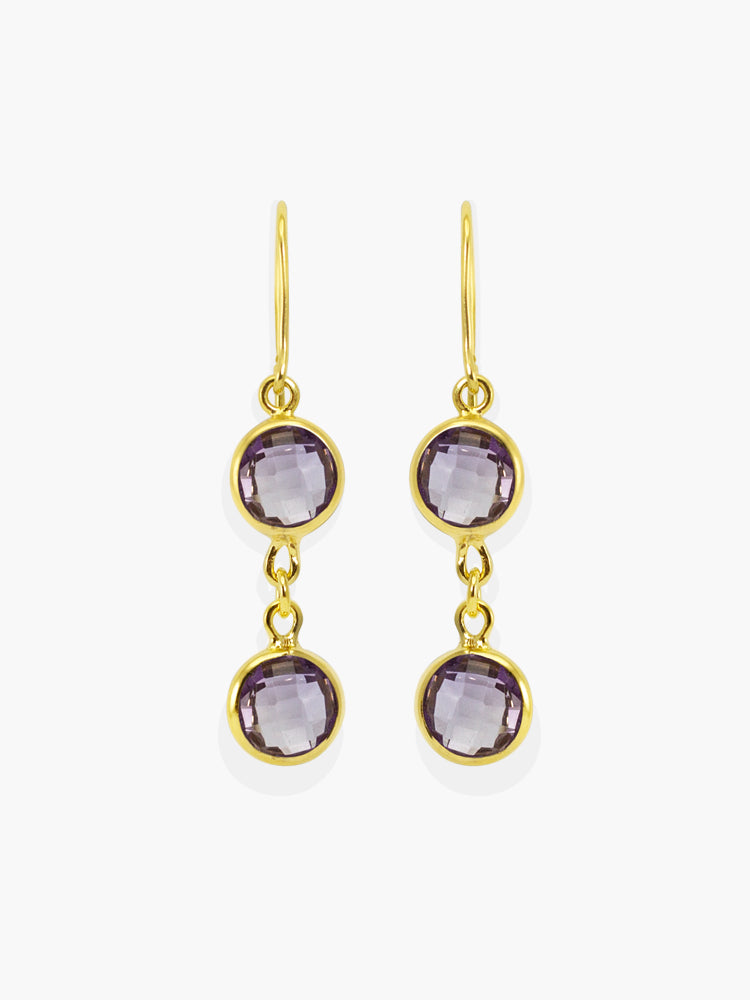 Capri Amethyst Earrings handmade by Vintouch Jewels, available either in 18k gold plated silver or 14k yellow gold