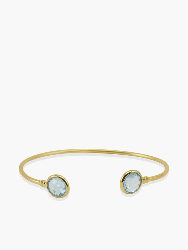 Positano Sky Blue Topaz Cuff Bracelet handmade by Vintouch Jewels in 18k gold plated silver