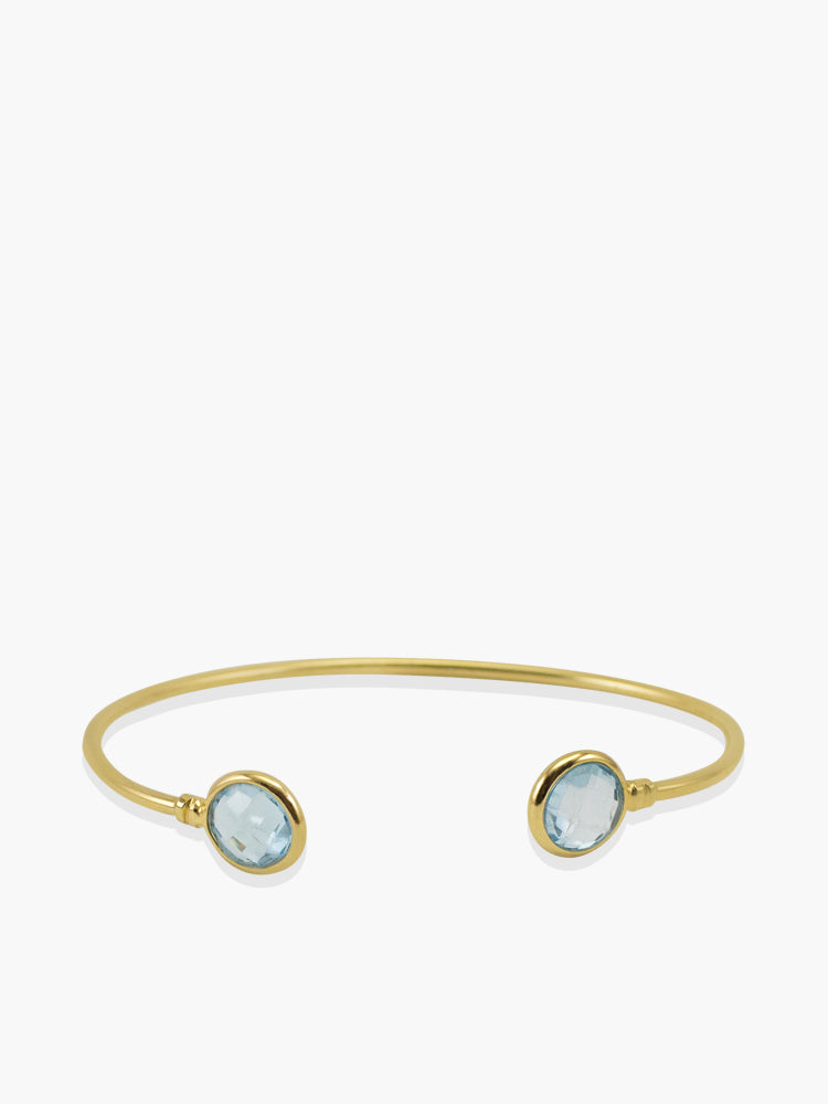 Positano Sky Blue Topaz Cuff Bracelet handmade by Vintouch Jewels in 18k gold plated silver