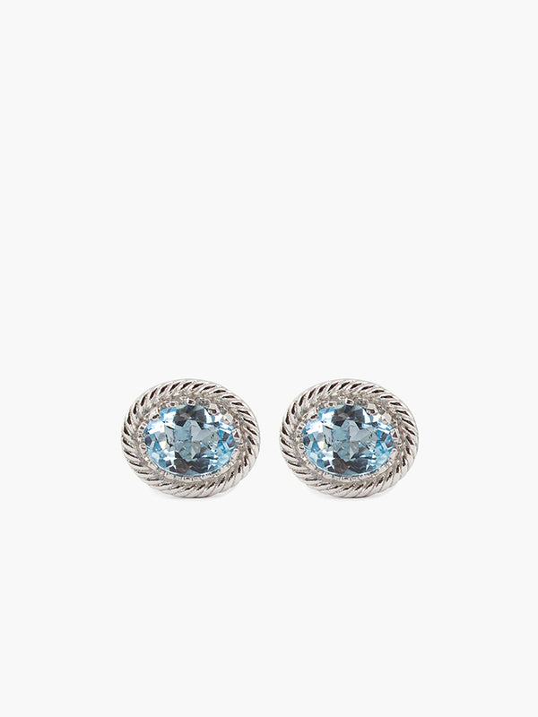 Sky Blue Topaz Stud Earrings by Vintouch Jewels, handmade from sterling silver. 
