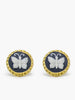 Black Butterfly Cameo Stud Earrings set in 18 kt gold plated silver by Vintouch Jewels.