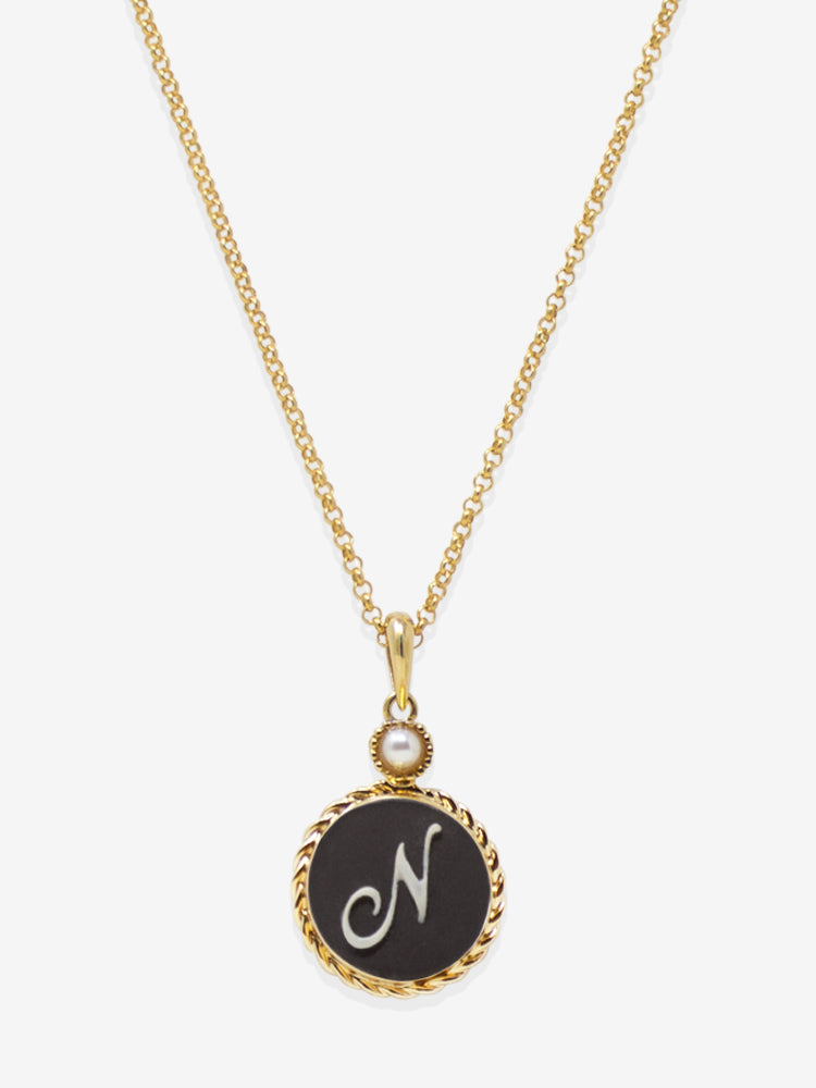 14K Gold Vermeil Name Necklace Sideways Initial Necklace – YanYa