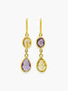Maiori Multicolor Drop Earrings by Vintouch Jewels handmade with genuine amethyst and yellow citrine quartz available either in 14k yellow gold or 18k gold plated silver