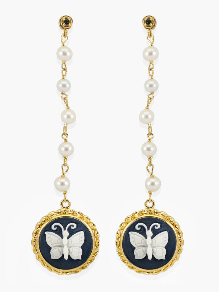 Vintouch Chrysalis Cameo & Pearls Earrings