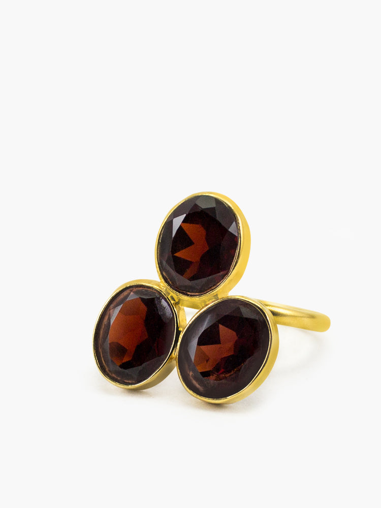 Pompei Garnet Ring handmade by Vintouch Jewels in 18k Gold plated silver