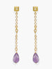 Here at Vintouch we're constantly focused on environmental sustainability, so we strive to craft our jewelry pieces from responsibly sourced materials. These earrings are inspired from Deco style jewelry, cast in our workshops in Italy from 18k gold-plated silver strung with faceted, ethically sourced amethyst and AAA grade cubic zirconia that shimmer in the light. 