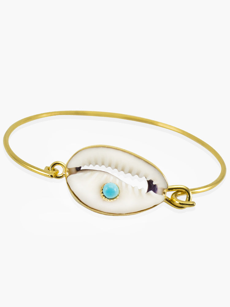 Turquoise & Cowrie Shell Cuff Bracelet | Vintouch Jewels