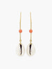 Coral & Cowrie Shell Chain Earrings | Vintouch Jewels 