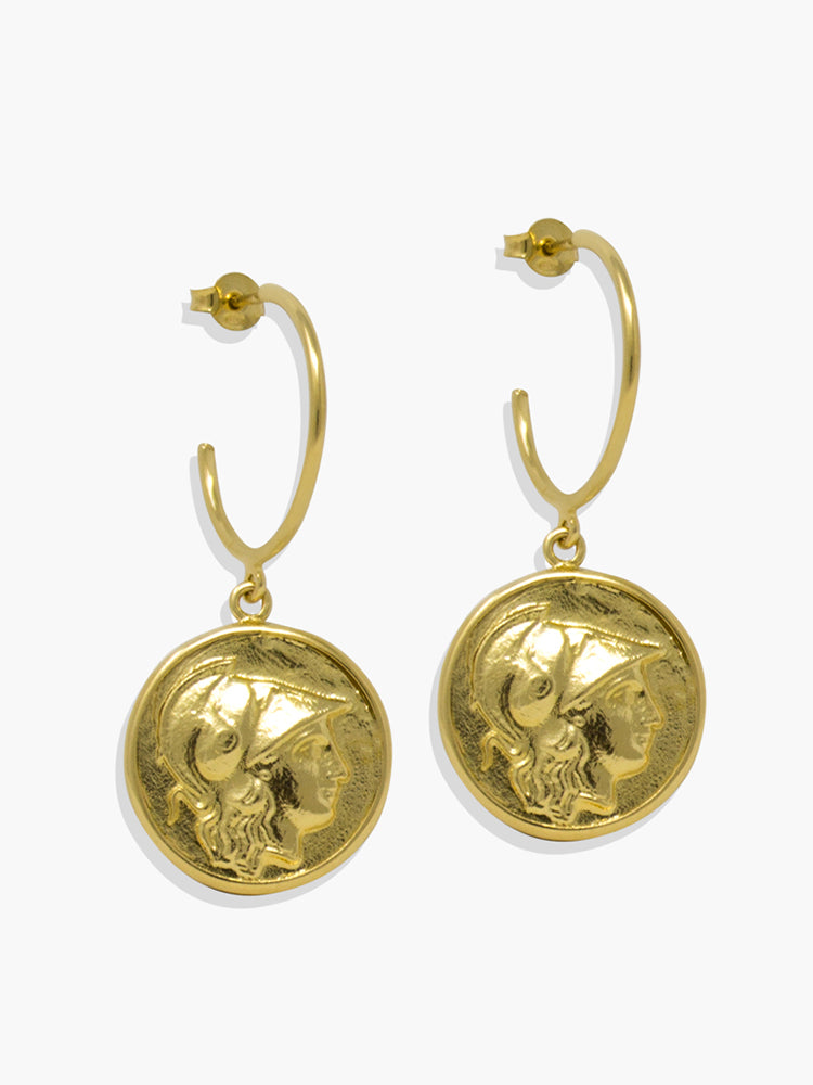Gold-plated silver Athena Hoop Earrings by Vintouch Jewels