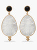 Vintouch's Feuilles Rose Gold-plated hand-carved mother of pearl & onyx earrings. 