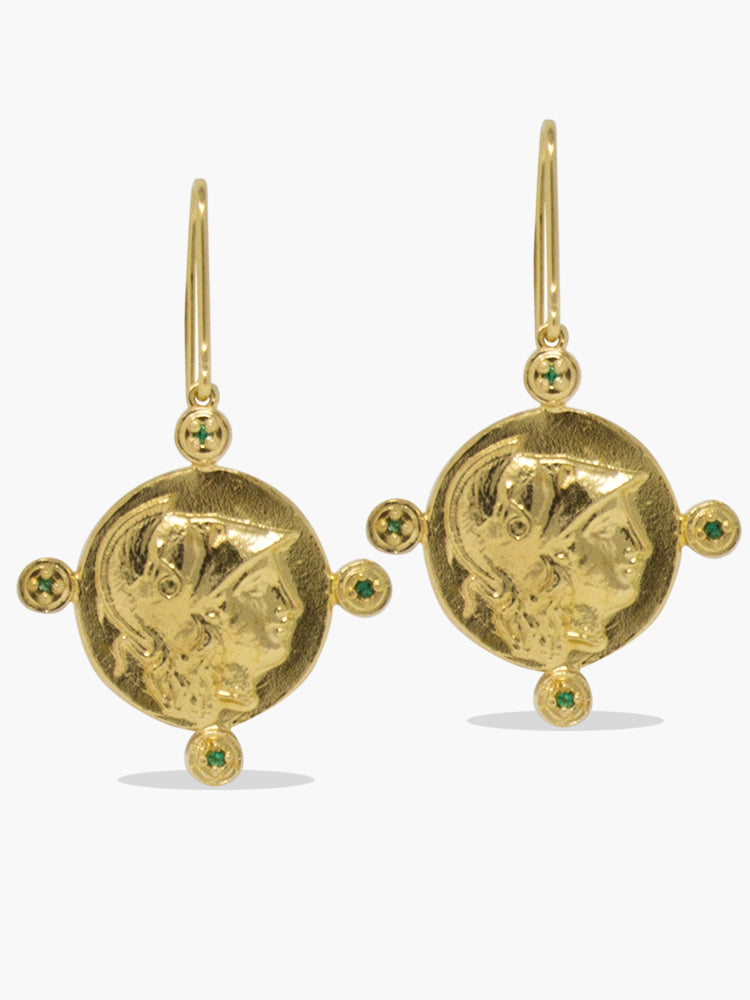 Gold-plated silver Athena Coin Earrings