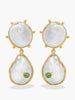 Rebel Rebel Pearl & Green Emerald Statement Earrings by Vintouch Jewels. Featuring handset in 18-karat gold-plated silver glossy keshi and baroque pearls centered with 0.5 carats green emeralds. 