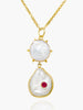 Vintouch's Rebel Rebel Gold-plated silver Pearls & Pink Ruby statement necklace. 