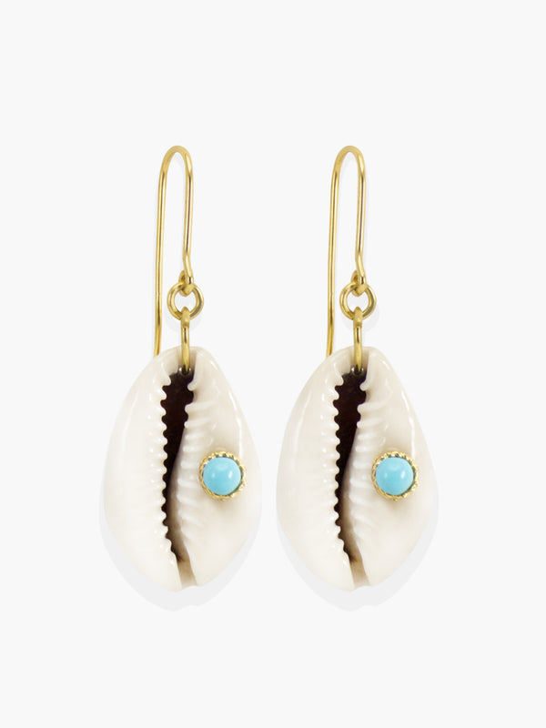 Turquoise & Cowrie Shell Earrings | Vintouch Jewels