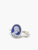 Sterling Silver Hand-carved Blue Mini Cameo Ring Set With A Pearl