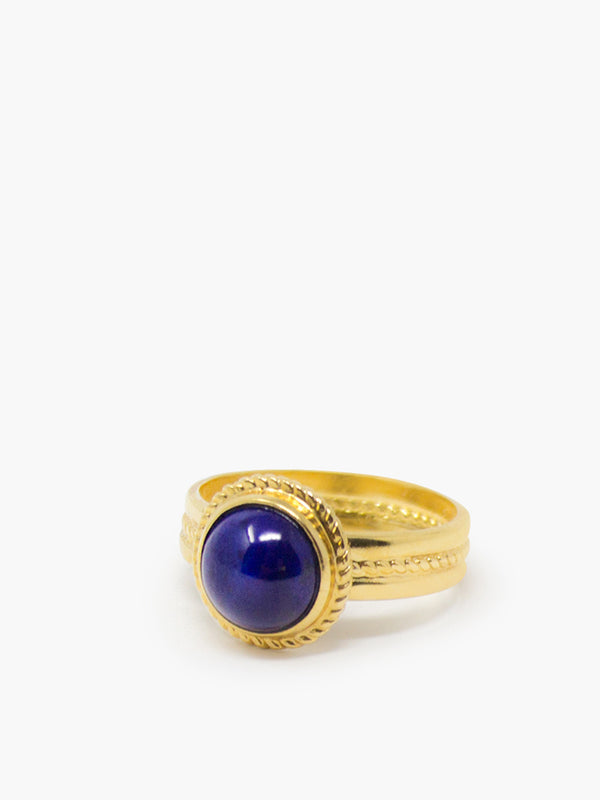 Fascetta Gold-plated Lapis Ring by Vintouch Jewels
