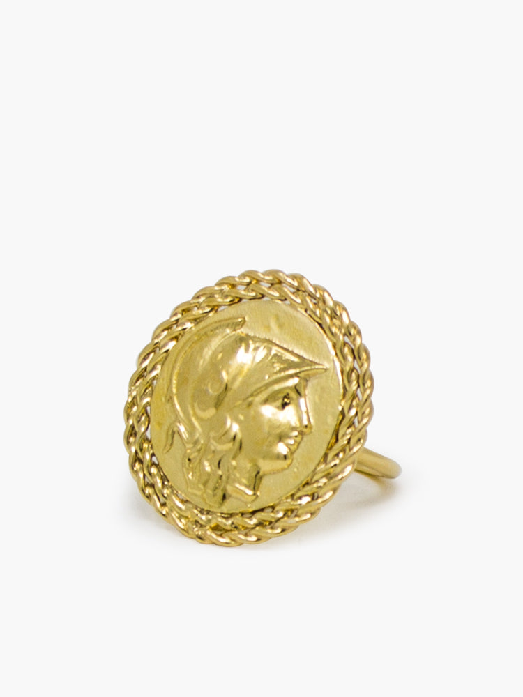 Athena gold-plated Treccia ring by Vintouch Jewels. 