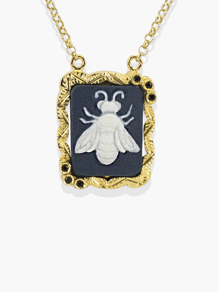 Gold Bee Cameo Necklace | Vintouch Jewels