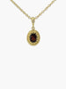 Garnet Pendant Necklace by Vintouch Jewels, handset in 18k gold plated silver. Chain measures 18 inches. 