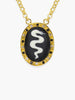 18k gold over sterling silver Snake cameo necklace set with black and white inlaid crystals by Vintouch Jewels