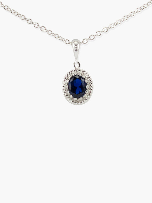 Blue Agate Pendant Necklace by Vintouch Jewels, handmade from 925 sterling silver featuring an oval 9x7 mm. blue agate gemstone. 