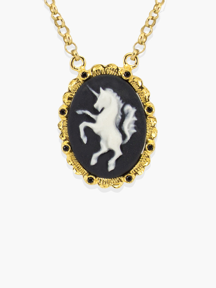 Gold Unicorn Cameo Necklace | Vintouch Jewels