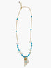 Turquoise & White Coral necklace handmade in Italy by Vintouch Jewels. The necklace measures 18 up to 20 inches and it features turquoise, white coral beads and a Wentletrap shell charm marked with a turquoise bead