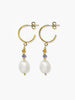 Pearls & Tourmalines small hoop earrings in blue and orange by Vintouch Jewels