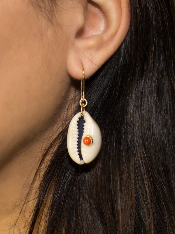Vintouch Coral Cowry Shell Earrings