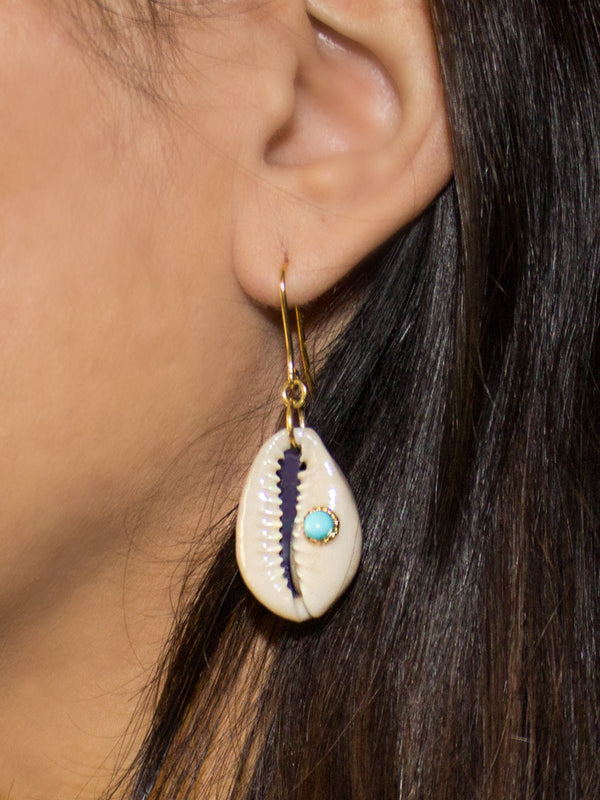 Vintouch Turquoise Cowry Shell Earrings