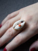 Vintouch Coral Spot Cowry Shell Ring