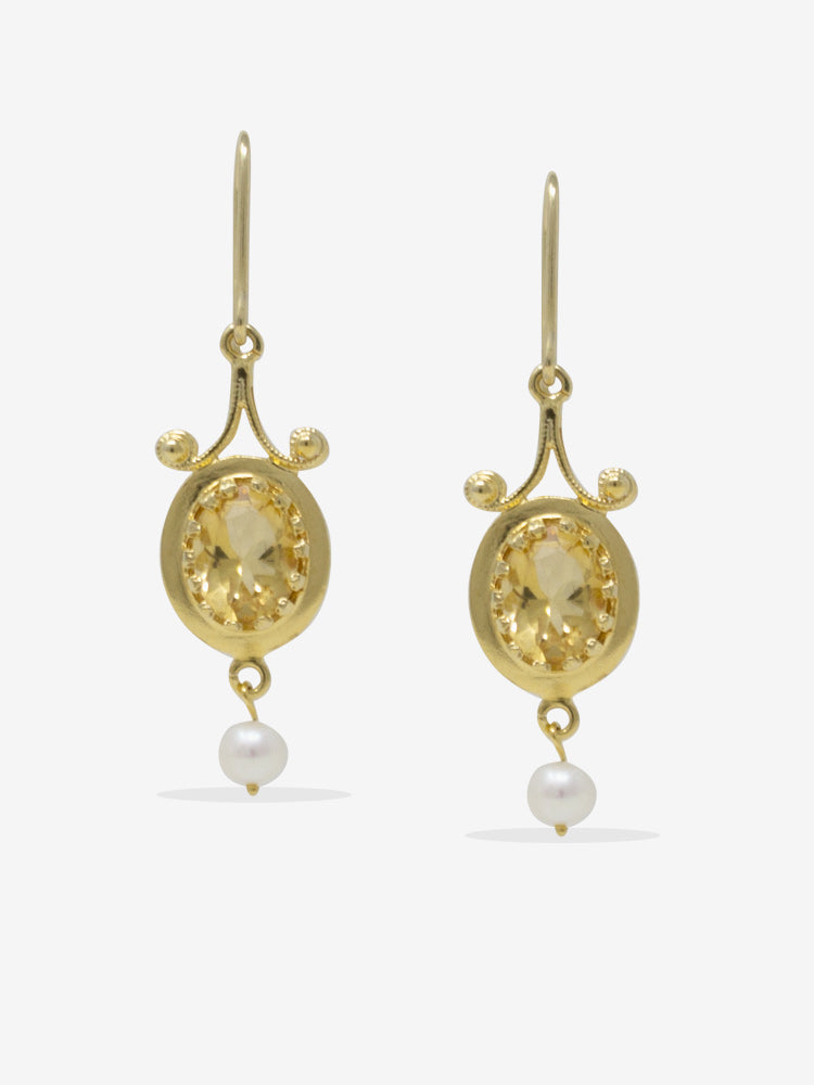 Citrine and pearl discount earrings