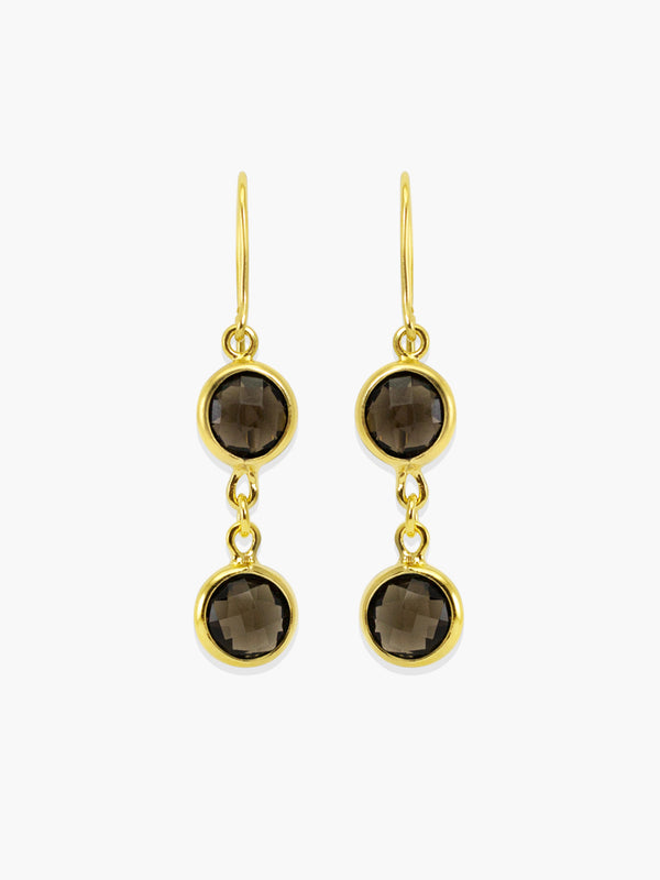 Capri Smoky Quartz earrings handmade by Vintouch Jewels, available either in 14k gold or 18k gold plated silver