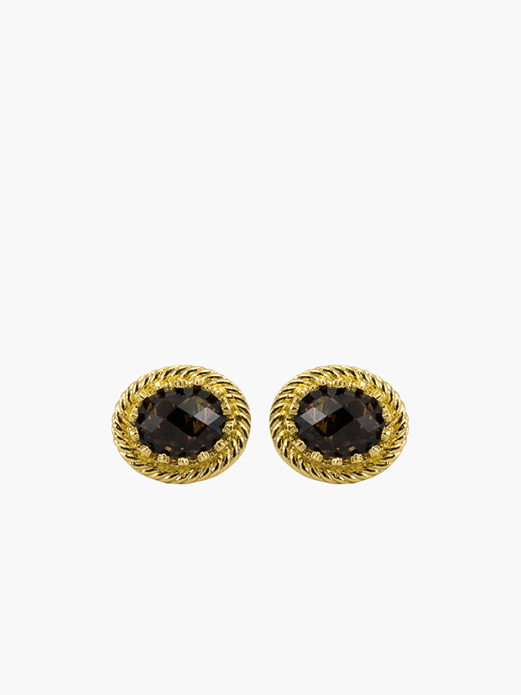 Cast from solid 18-karat Gold Over Sterling Silver in our own workshops in Italy, this elegant pair of stud earrings from the 'Luccichio' collection is centered with 3.0 carat smoky quartz stones carefully hand-set in their iconic twisted setting.  Whether styled with daytime tailoring or evening outfits, this is the kind of piece you'll wear so many times either alone or stacked with similar styles from the collection. 